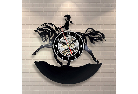 Equestrianism Horse Riding Wall Clock Rider Race Riding Vinyl Record Wall Clock 
