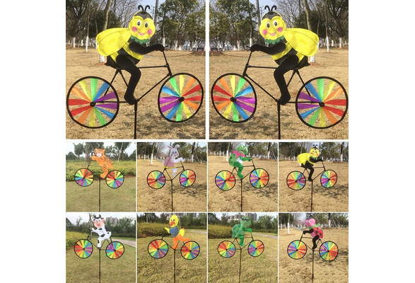 Delight eShop 3D Animal on Bike Windmill Wind Spinner Whirligig Lawn Yard Garden Home Decor 