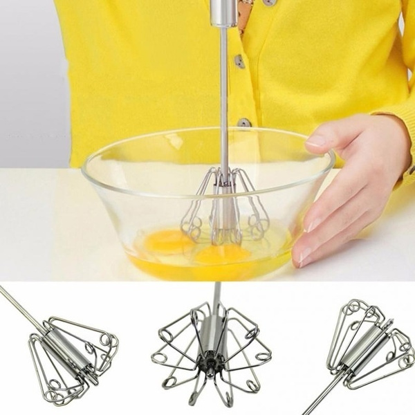 Stainless Steel Manual Self Turning Whisk Frother Easy Blender And Mixer  Cream Whipper Egg Beater Hot Drink Foamer Stirrer