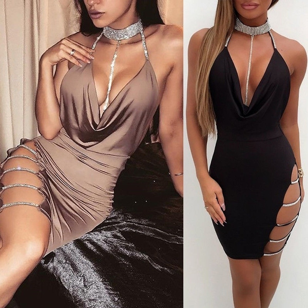 women's bandage bodycon sleeveless evening party cocktail club mini dress