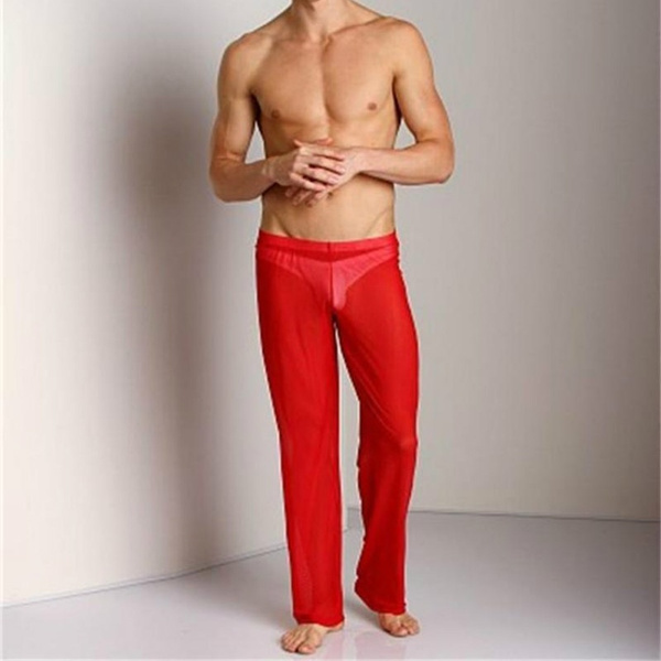 Men's Sheer Loose Yoga Pants Sports Home Casual Trousers Lounge