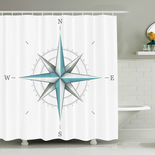 Compass Decor Simple Stylish, No Liner Needed Shower Curtain