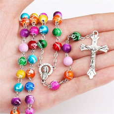 Moda, rosary, Joyería de pavo reales, Cross Pendant