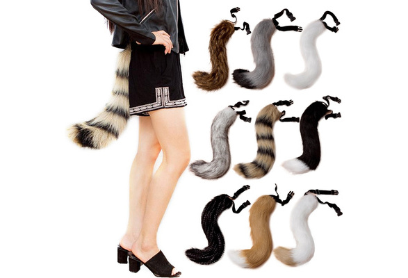 starlit Halloween Faux Fur Fox Tail Cosplay Furry Wolf Dog Adjustable Carnival Costume