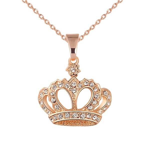 Gold Crown Necklace Rhinestone Crown 