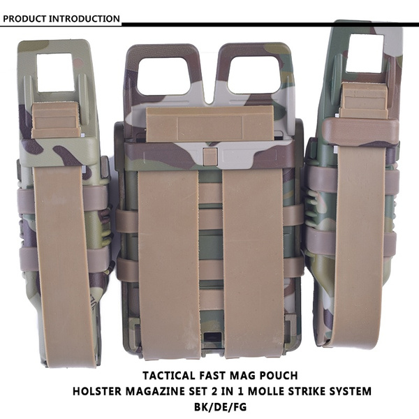 Tactical Fast Mag Pouch Holster Magazine Set 2 in 1 Molle Strike System 13 Color 