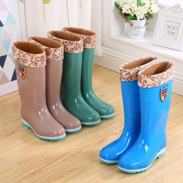 Adult Rain Boots Women Warm High Boots Cylinder Boots Water Shoes | Wish