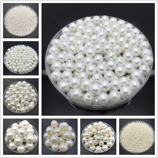 Ivory or White 4MM or 5MM Loose Round Pearl Price per Pack/50 Grams Sew on  Pearl 