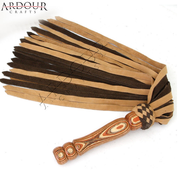 Wood Handle Thick Leather Flogger 25 Tails 