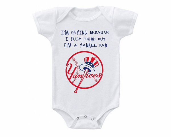 New York Yankees Crying Funny Baby Short Sleeve Bodysuit 