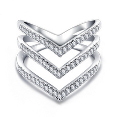 Heart, DIAMOND, wedding ring, 925 silver rings