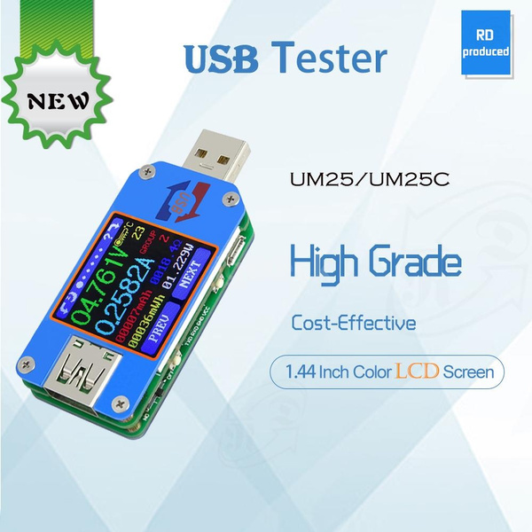 RD UM25 USB 2.0 Type-C LCD Voltmeter Ammeter Voltage Current Meter 