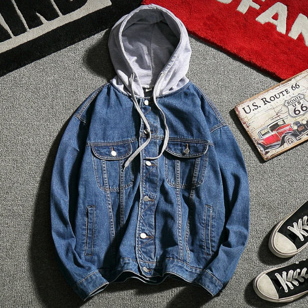 AUTUMN HOODED DENIM JACKET  Jackets men fashion, Hooded denim