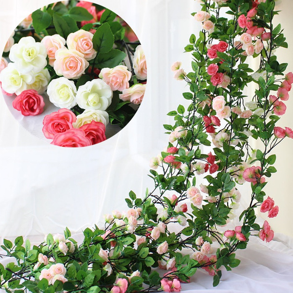 Simulation rose vine air conditioning pipe decoration wedding wedding wall  hanging wall vine flower string tree vine 69 artificial flowers will always  be bright
