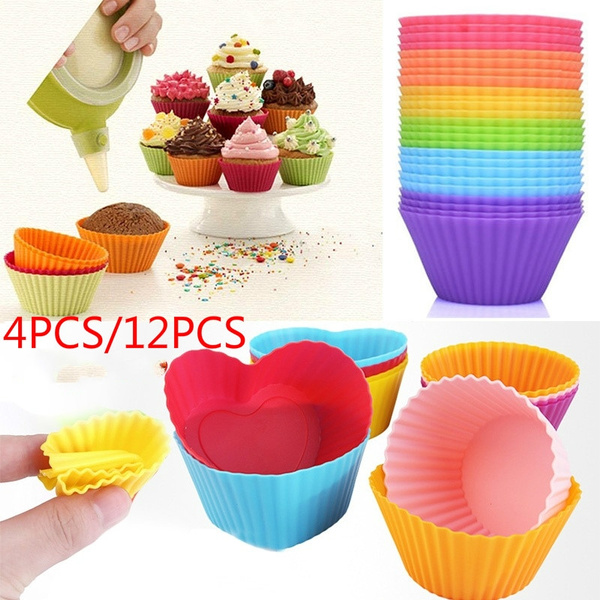 12pcs Round Shaped Muffin Cupcake Silicone Baking Molds Muffin