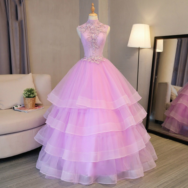 Romantic High Neck Lilac Quinceanera Dresses Backless Princess Puffy Ball  Gown Sweet Sixteen 16 Dresses Vestidos De 15 Anos | Wish