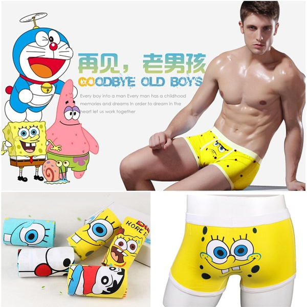 High quality brand mens cartoon underwear SpongeBob SquarePants Panties  Couple Lovers Cotton Underpants
