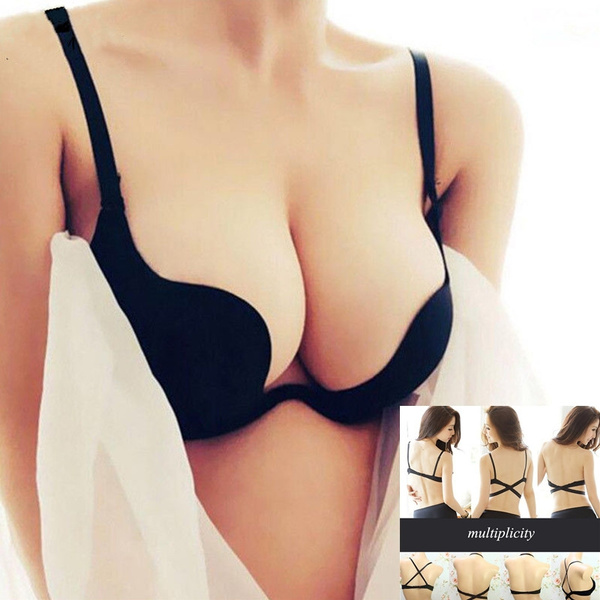 Deep V Low Cut Push Up Women Sexy Seamless Bra Backless Invisible
