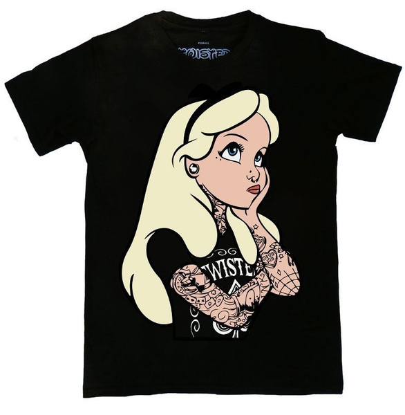 Details about Punk Disney Alice au pays des merveilles Tatouage T shirt Rockabilly Gothique