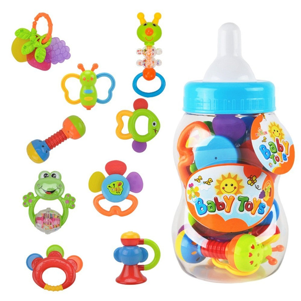 WISHTIME Baby Rattle Toys for Newborns - Baby Toys Rattles and Teethers for  Girls Boys 0-3-6-9-12 Months - Baby Rattle Set 8pcs - Infant Rattle
