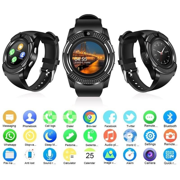 V8 Wireless Smart Watch Bluetooth Reminder Monitor Anti Lost Camera For Ios Android Pk Apple Watch Samsung Watch Huawei Watch Y1 Watch Dz09 Gt08 M26 A1 U8 Wish