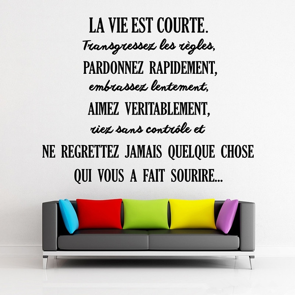 French Citation La Vie Est Courte Removable Vinyl Wall Sticker Mural Decals Wall Art Wallpaper Living Room Home Decor Decoration Wish French Citation La Vie Est Courte Removable Vinyl Wall Sticker Mural Decals Wall Art Wallpaper Living Room Home Decor Decoration Wish