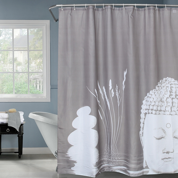 Buddha Bath Curtains Buddha Statue Bathroom Set Waterproof Fabric Shower Curtain 