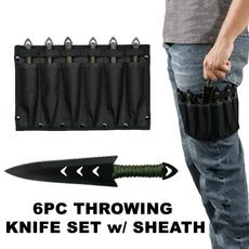 USA SELLER USA STOCK 6PC 6" Black Kunai Ninja Fixed Blade Throwing Knife Set w Leg Sheath 
