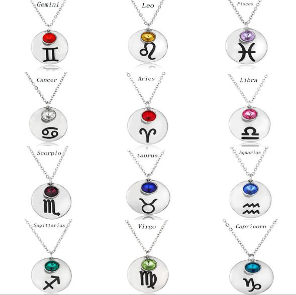 Emanco Birthstone Constellation Double Pendant Necklace 12 Zirconia  Stainless Steel Jewelry Diy Necklace Birthday Gift - Necklace - AliExpress