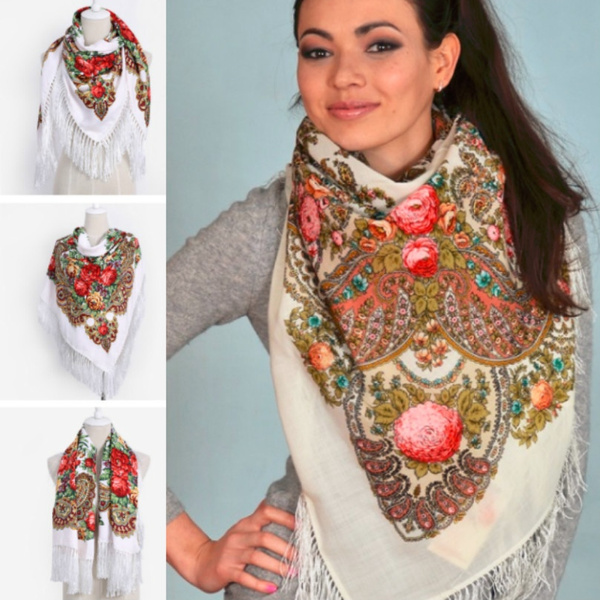 Patterned Scarf with Tassels