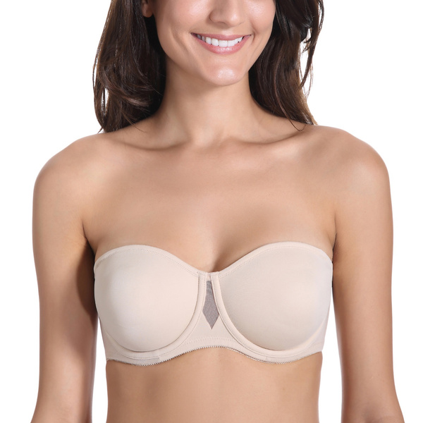 Women's Smooth Underwire Convertible Straps Non Padded Strapless Bra
