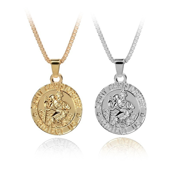 saint christopher protect us necklace