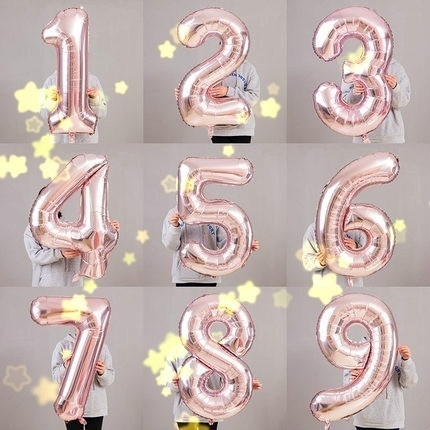 New Fashion 32 Inch Giant Rose Gold Birthday Decoration Stand Guide Balloon Wedding Anniversary Home Decor Helium Foil Mylar Balloon Birthday Wedding Decorations Supplies Big Number Anniversaire Gift Wish