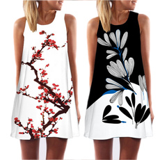 Mini, Summer, Flowers, Print Dresses