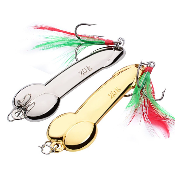 1pc Spoon Fishing Lure with Feather Hooks Gold/Silver Metal Bait