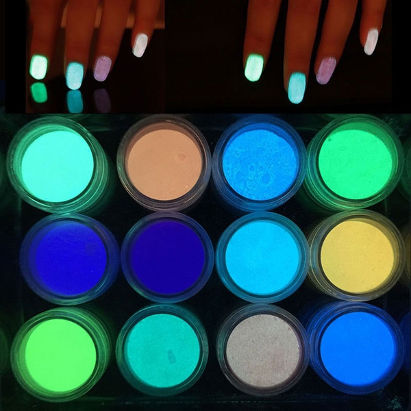 Neon Colors Phosphorescent FLUORESCENT Powder Glow In Dark Nail Art  Acryllic Nails, Wish