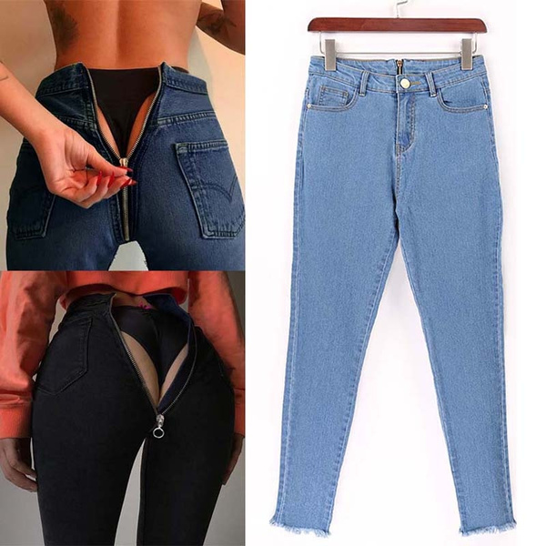 Womens Ladies Skinny Fit Zipped Pocket Leggings Trousers Denim