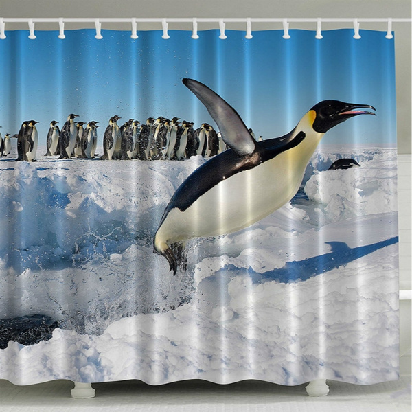 Iceberg Ocean Penguin Antarctic Scenery Fabric Shower Curtains Assorted Sizes 