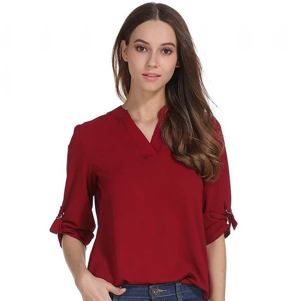 v neck work shirts