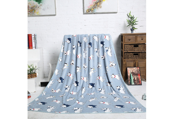 Bull Terrier Printed Flannel Fabric Baby Kid Bed Blanket Cover Cozy Warm Blanket