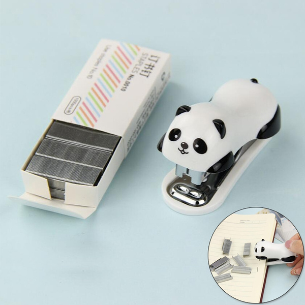 Cute Panda Office Student Small Mini School Home Stapler Staples Set Plastichm 
