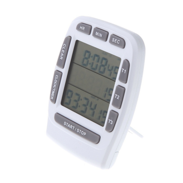 LCD Digital Alarm kitchen Timer with Triple Display 3-Line Timer ...