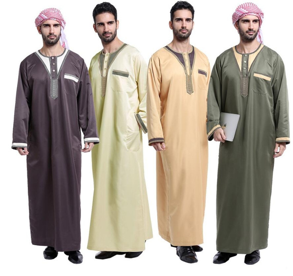 Men Saudi Style Thobe Thoub Abaya Robe Daffah Dishdasha Islamic Arab Kaftan  123