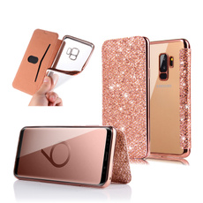 Fashion Bling TPU Flip Leather Cover Cases for Samsung Galaxy S9 / S9 Plus Shockproof Phone Case Coque