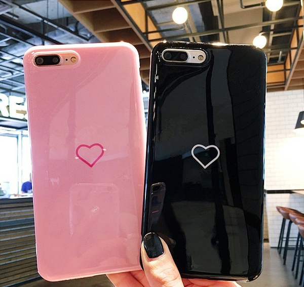 Super Cute Pink Black Love Heart Iphone Case For Iphone 6 6s Plus 7 7plus 8 8plus X Soft Silicone Shockproof Nonskid Cellphone Cover Mobile Shells Accessories Wish