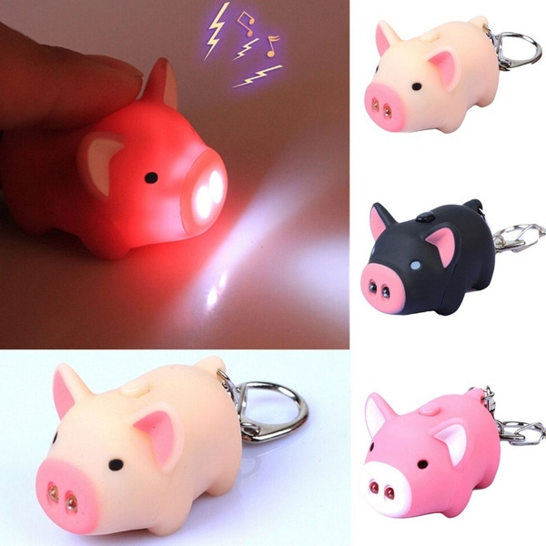 Schwein Führte Taschenlampe-Ton-Ring-Kinderspielwaren-Schwein-Licht Keychains 