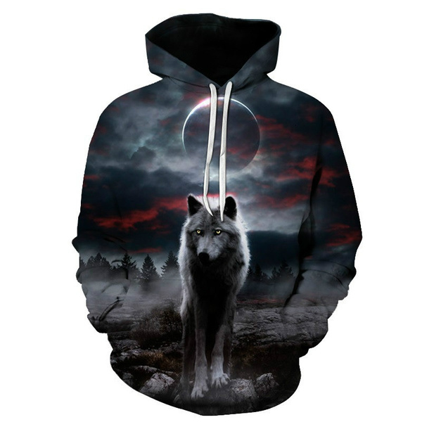 Wolf hooded cheap sweatshirt