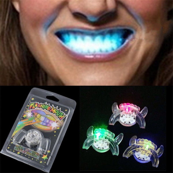 LED Light up Flashing Mouth Piece Glow Teeth For Halloween Party Rave Event 