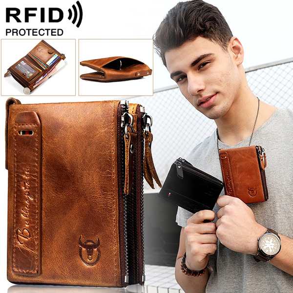 Fashion (Brown)Vintage Men Leather Wallet RFID Blocking Trifold Short Multi  Function Money Clip Large Capacity Zipper Coin Purse DOU @ Best Price  Online | Jumia Egypt