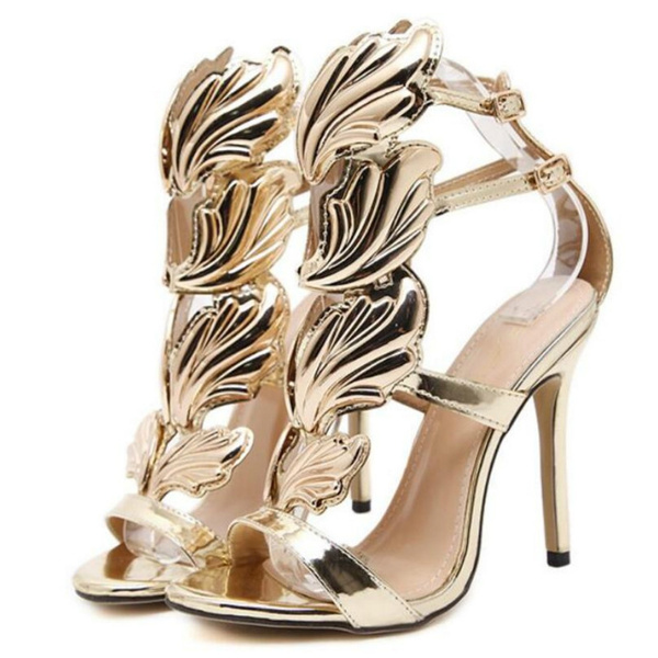 gold high heel gladiator sandals